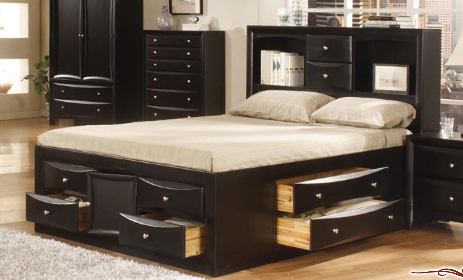 Queen Bed Frame with Storage